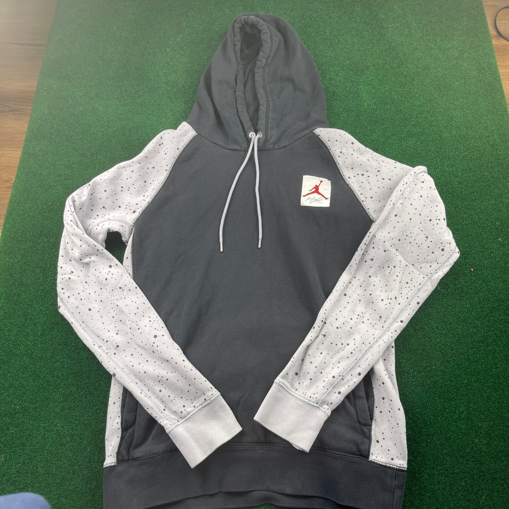 Jordan Flight‎ Speckled Pullover Hoodie Kids Small Black Red Logo
